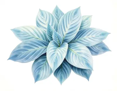 AI-generated watercolor illustration of Hosta 'Dream Boat' (not a photograph)