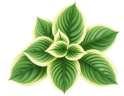 AI-generated watercolor illustration of Hosta 'Dream On' (not a photograph)