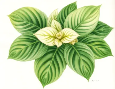 AI-generated watercolor illustration of Hosta 'Dreamboat Annie' (not a photograph)