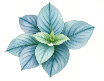 AI-generated watercolor illustration of Hosta 'Dust Devil' (not a photograph)