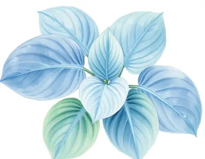 AI-generated watercolor illustration of Hosta 'Echoes' (not a photograph)