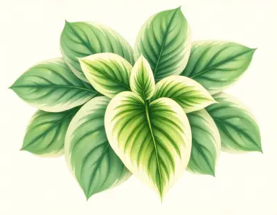 AI-generated watercolor illustration of Hosta 'Edward Elslager' (not a photograph)