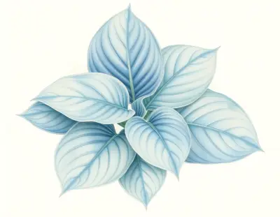 AI-generated watercolor illustration of Hosta 'Emerald Crater' (not a photograph)