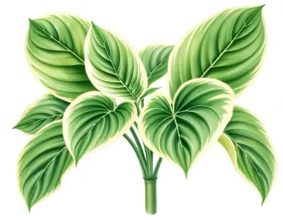 AI-generated watercolor illustration of Hosta 'Emerald Crust' (not a photograph)