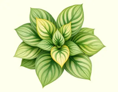 AI-generated watercolor illustration of Hosta 'Evening Star' (not a photograph)