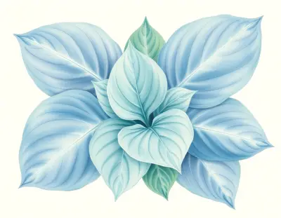 AI-generated watercolor illustration of Hosta 'Fagan' (not a photograph)
