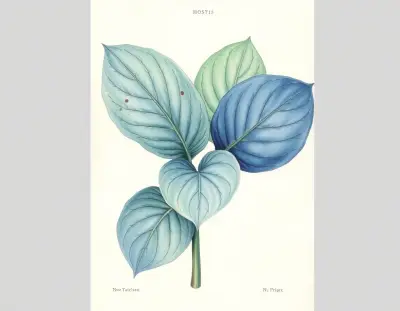 AI-generated watercolor illustration of Hosta 'Fancy Francee' (not a photograph)