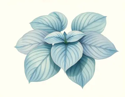 AI-generated watercolor illustration of Hosta 'Farewell Party' (not a photograph)