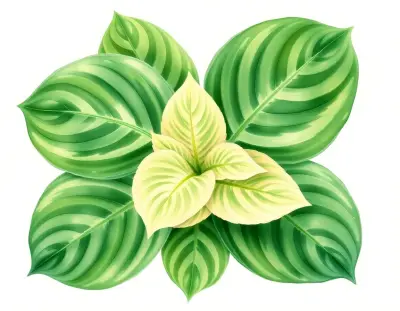 AI-generated watercolor illustration of Hosta 'Fernwood' (not a photograph)