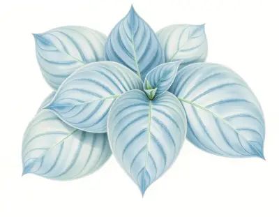 AI-generated watercolor illustration of Hosta 'Fickle Blue Genes' (not a photograph)