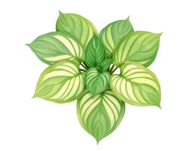 AI-generated watercolor illustration of Hosta 'Fiddlesticks' (not a photograph)