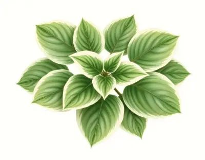 AI-generated watercolor illustration of Hosta 'Field of Dreams' (not a photograph)