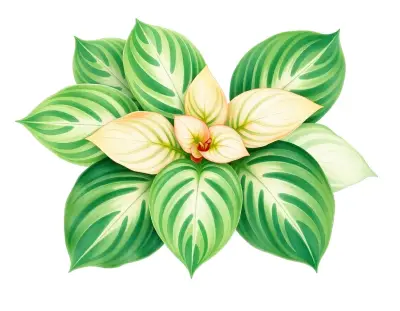 AI-generated watercolor illustration of Hosta 'Fine Points' (not a photograph)