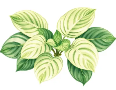 AI-generated watercolor illustration of Hosta 'First Blush' (not a photograph)