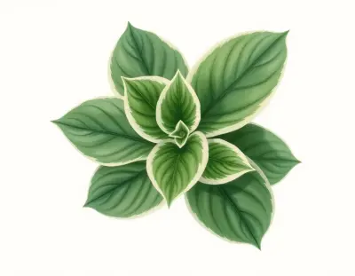 AI-generated watercolor illustration of Hosta 'Flame Tiara' (not a photograph)