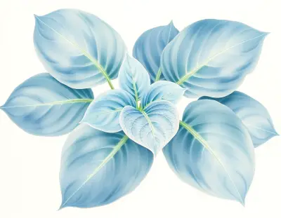 AI-generated watercolor illustration of Hosta 'Flapjack' (not a photograph)