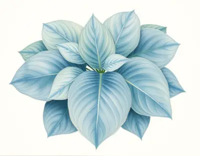 AI-generated watercolor illustration of Hosta 'Flemish Angel' (not a photograph)