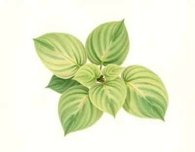 AI-generated watercolor illustration of Hosta 'Floradora' (not a photograph)