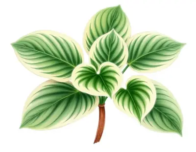 AI-generated watercolor illustration of Hosta 'Fountain of Youth' (not a photograph)