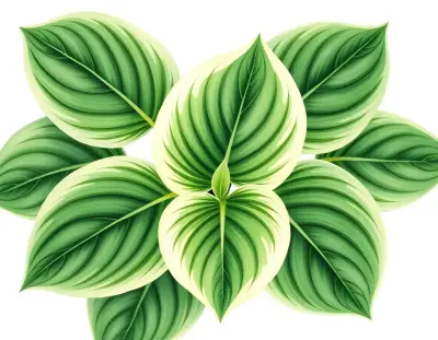AI-generated watercolor illustration of Hosta 'Foxfire Divine Winds' (not a photograph)