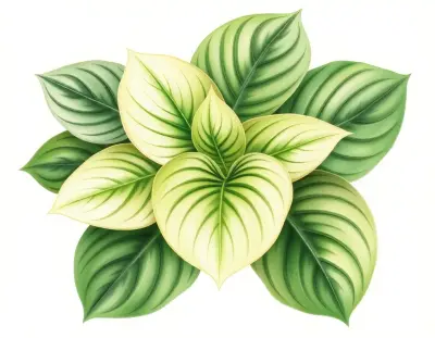 AI-generated watercolor illustration of Hosta 'Foxfire Green Lantern' (not a photograph)