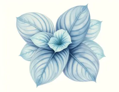 AI-generated watercolor illustration of Hosta 'Foxfire Shadow Dancer' (not a photograph)