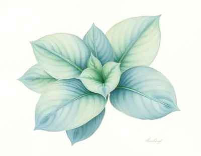 AI-generated watercolor illustration of Hosta 'Foxy Doxy' (not a photograph)