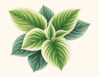 AI-generated watercolor illustration of Hosta 'Fragrant Queen' (not a photograph)