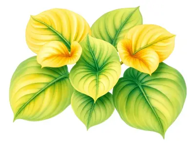 AI-generated watercolor illustration of Hosta 'Friendly Persuasion' (not a photograph)
