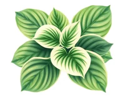 AI-generated watercolor illustration of Hosta 'Frilly Lady' (not a photograph)