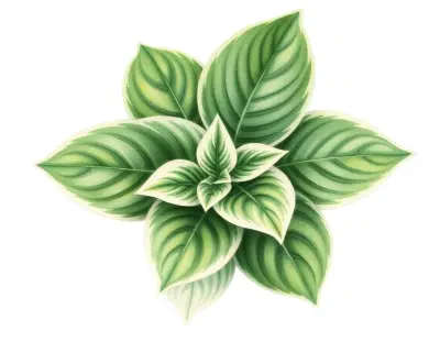 AI-generated watercolor illustration of Hosta 'Frosted Mini Hearts' (not a photograph)