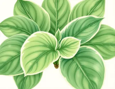 AI-generated watercolor illustration of Hosta 'Frosty the Snowman' (not a photograph)