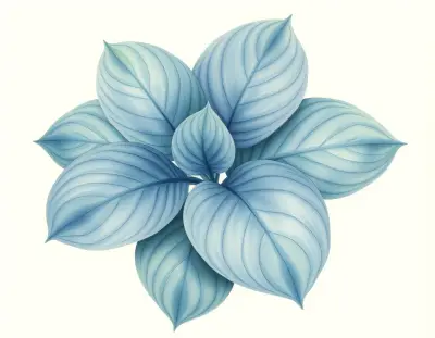 AI-generated watercolor illustration of Hosta 'Frosty' (not a photograph)