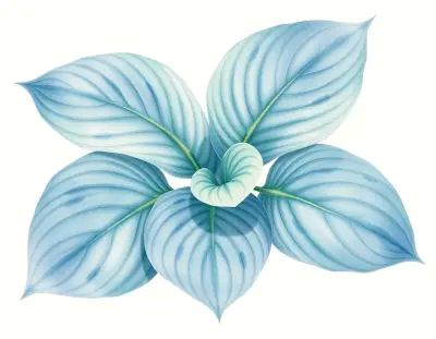 AI-generated watercolor illustration of Hosta 'Gazpacho' (not a photograph)