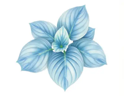 AI-generated watercolor illustration of Hosta 'Glacier Cascade' (not a photograph)