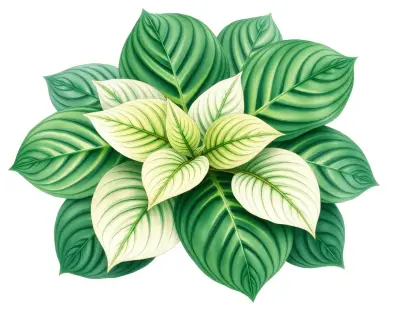 AI-generated watercolor illustration of Hosta 'Glossy Glory' (not a photograph)