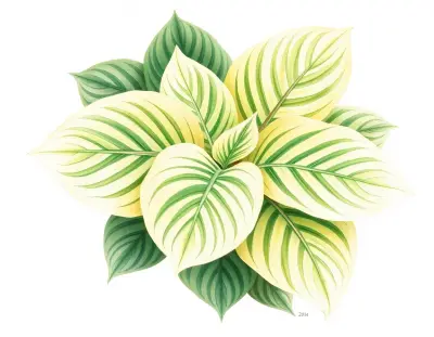 AI-generated watercolor illustration of Hosta 'Glossy Ruffles' (not a photograph)