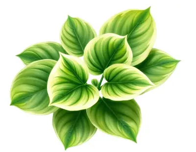 AI-generated watercolor illustration of Hosta 'Go for Broke' (not a photograph)