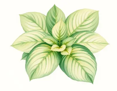 AI-generated watercolor illustration of Hosta 'Gold Piece' (not a photograph)