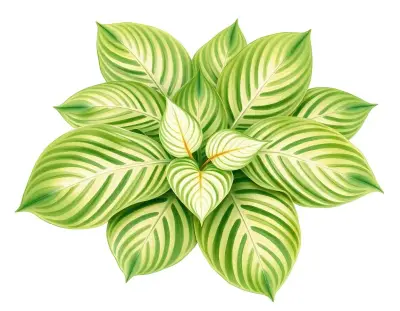 AI-generated watercolor illustration of Hosta 'Gold Vein' (not a photograph)