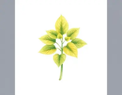 AI-generated watercolor illustration of Hosta 'Golden Fascination' (not a photograph)