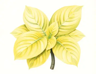 AI-generated watercolor illustration of Hosta 'Golden Ripples' (not a photograph)