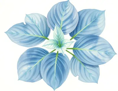 AI-generated watercolor illustration of Hosta 'Good Vibrations' (not a photograph)