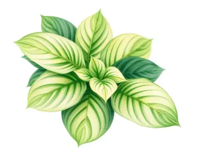 AI-generated watercolor illustration of Hosta 'Grasshopper' (not a photograph)