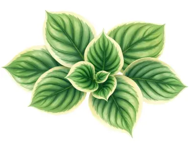 AI-generated watercolor illustration of Hosta 'Green Eyes' (not a photograph)