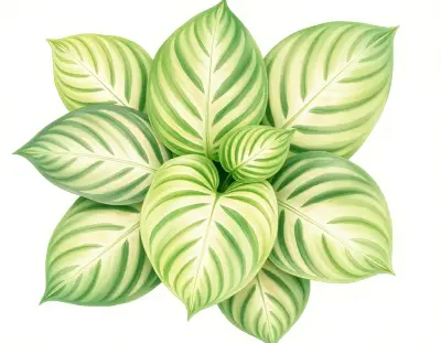 AI-generated watercolor illustration of Hosta 'Green Gables' (not a photograph)