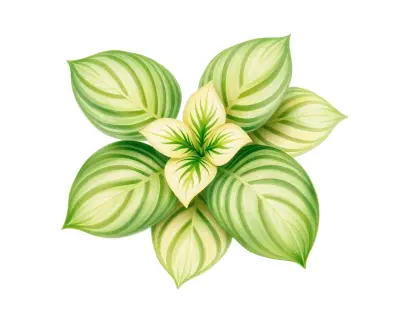 AI-generated watercolor illustration of Hosta 'Green Wiggles' (not a photograph)