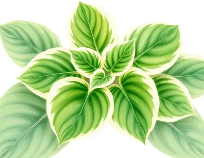 AI-generated watercolor illustration of Hosta 'Green with Envy' (not a photograph)