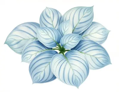 AI-generated watercolor illustration of Hosta 'Greenhead Grafton Blues' (not a photograph)