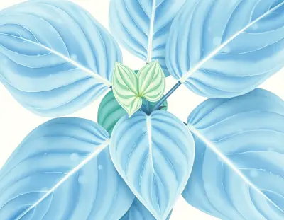 AI-generated watercolor illustration of Hosta 'Grey Ghost' (not a photograph)